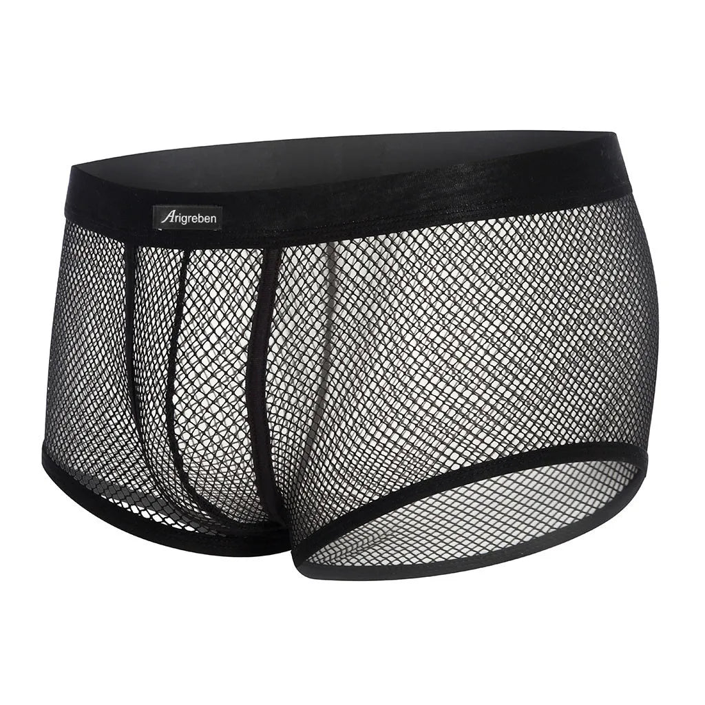 Underwear Men's Boxers Breathable Mesh Hollow Boxer Shorts Sexy Underwear Panties Transparent Men Boxers Underpants