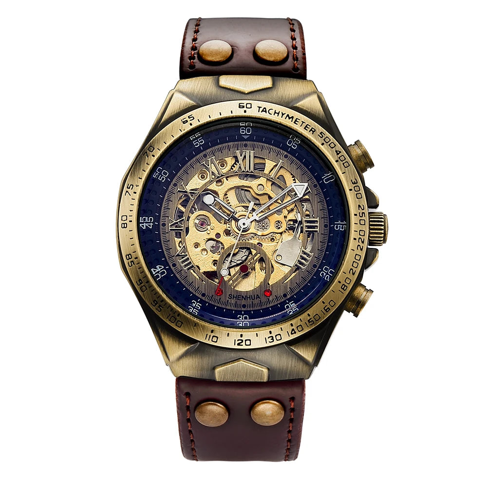 Wrist Watch For Men Waterproof Automatic Mechanical Watch Men's watch Retro montre homme with Genuine Leather relogio masculino