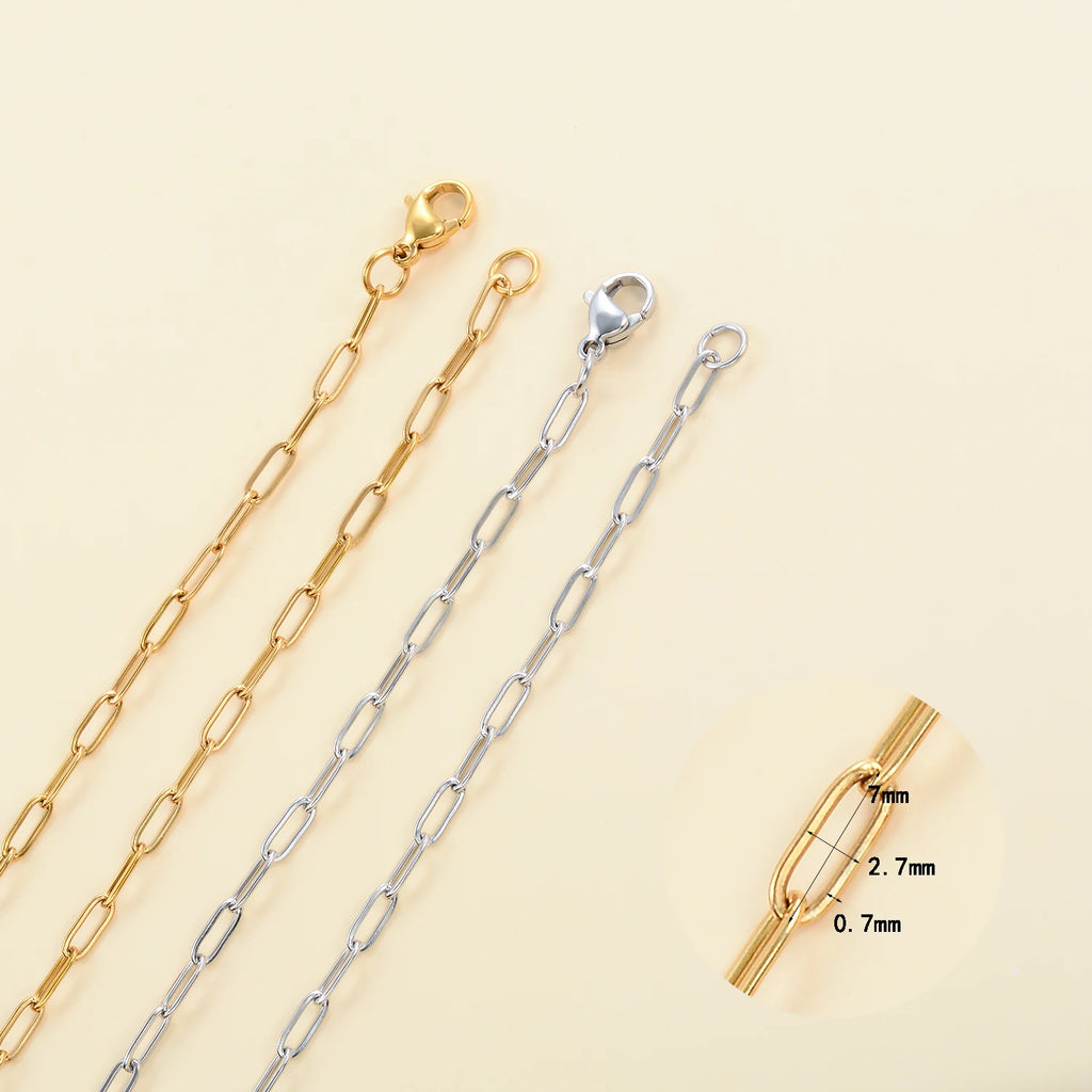 Trending Stainless Steel Bracelet No Fade Gold/Silver Color Paperclip Chain Ladies Bangle Jewelry Accessories Wholesale