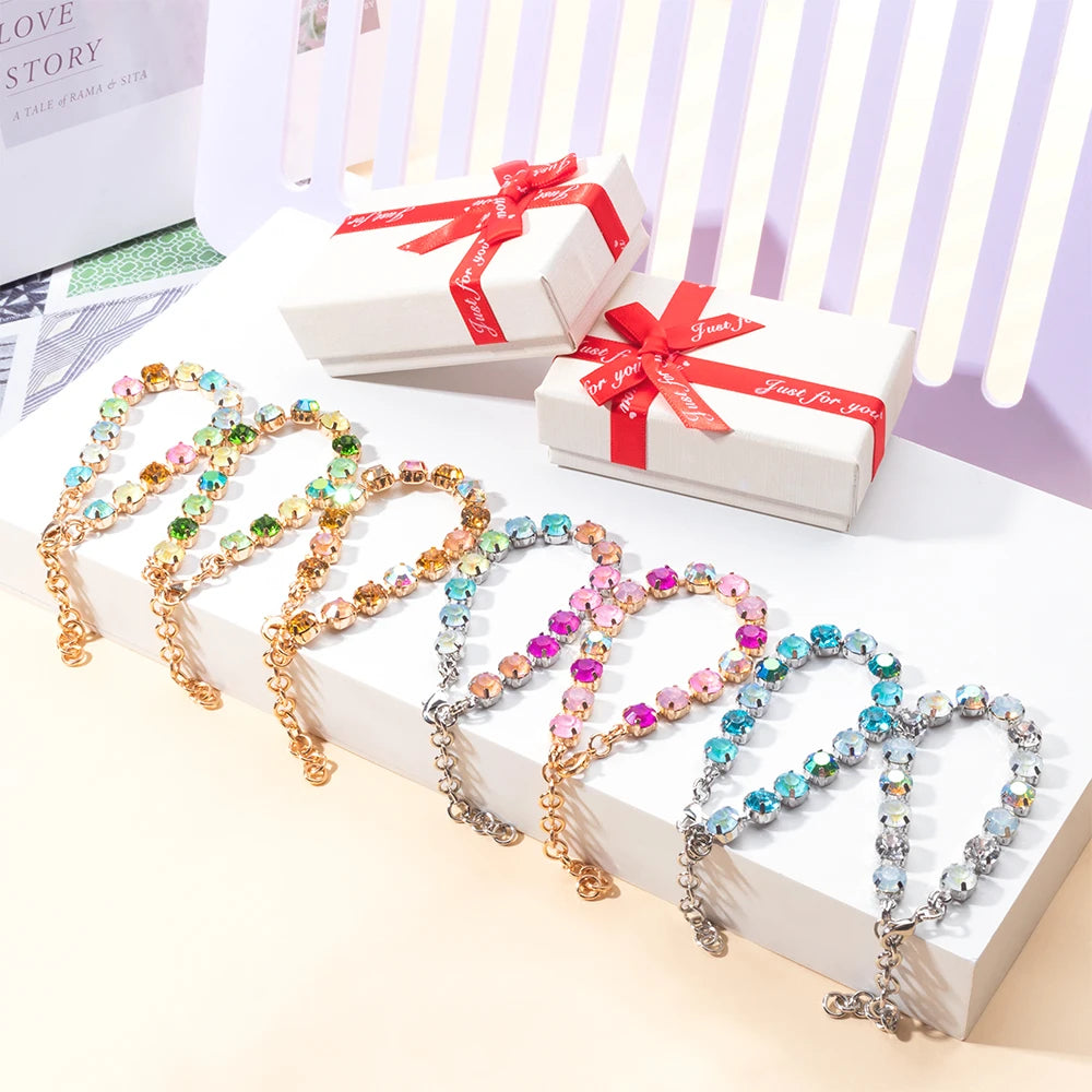 Colorful Charm Crystal Women Bracelet Gold and Silver Chain Bohemian Jewelry Free Shipping