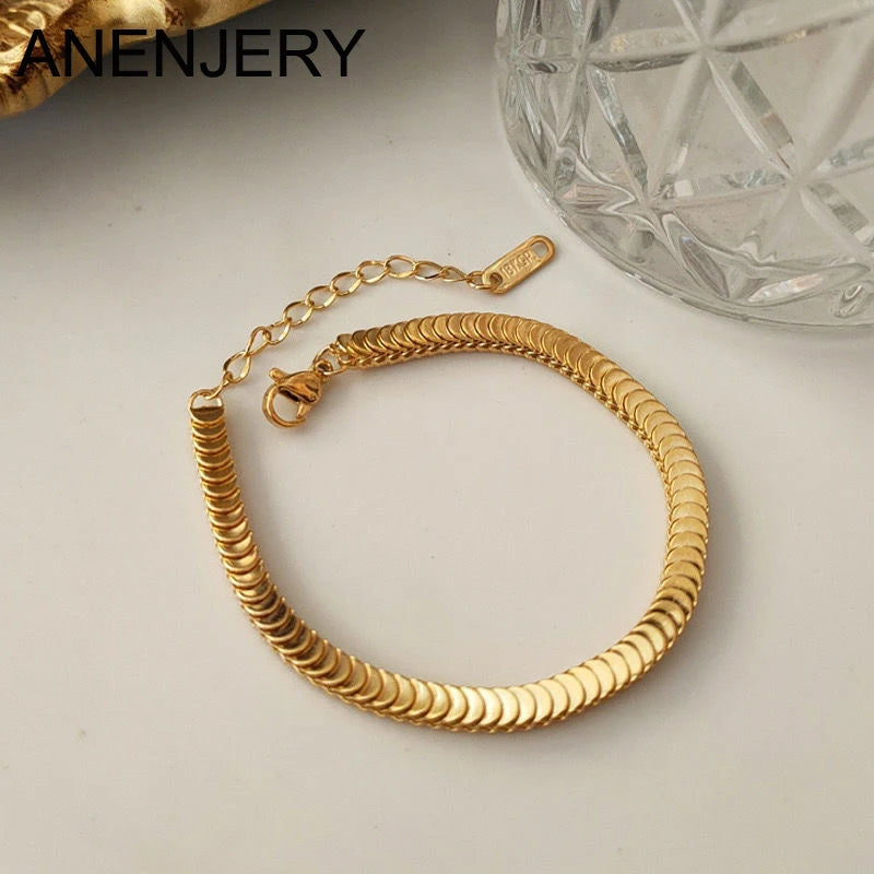 ANENJERY 316L Stainless Steel Blade Bracelet for Women Bracelet Fashion Jewelry Gift