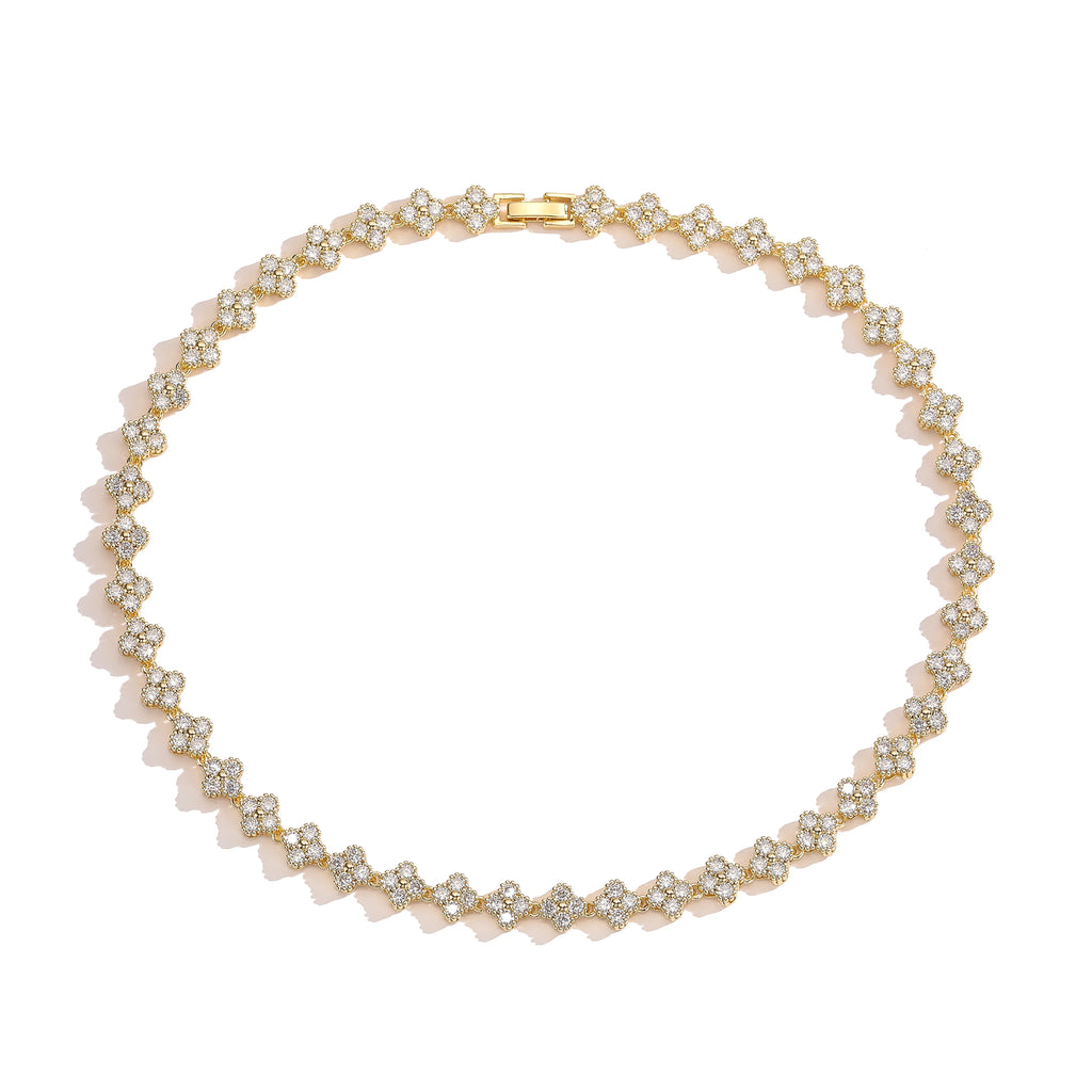 HECHENG,High Quality Brass Luxury Flower Jewelry Set for Women ,Necklace Bracelet Jewelry Gift
