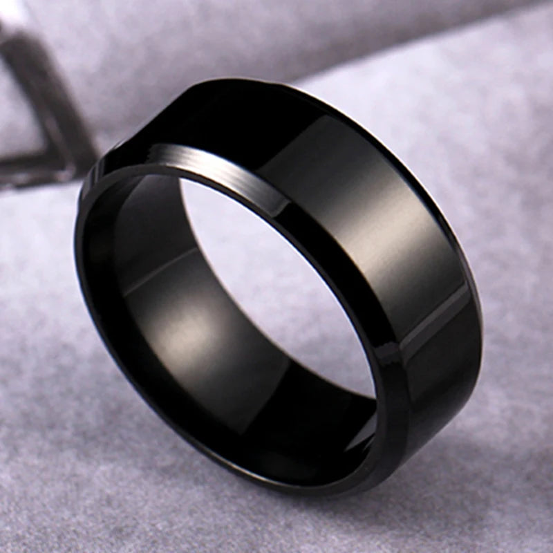 4mm Simple Smooth Women Rings Black Stainless Steel Men Rings Birthday Gifts
