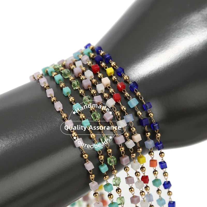 1M Stainless Steel  Gold Beaded Chains for DIY Women Bracelet Necklace waterproof