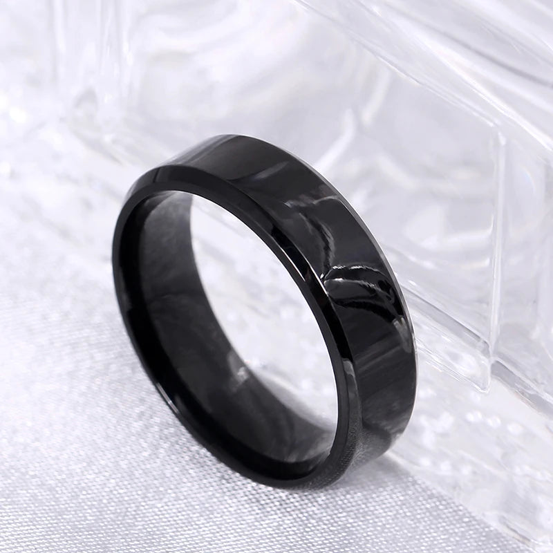 4mm Simple Smooth Women Rings Black Stainless Steel Men Rings Birthday Gifts Rings for men