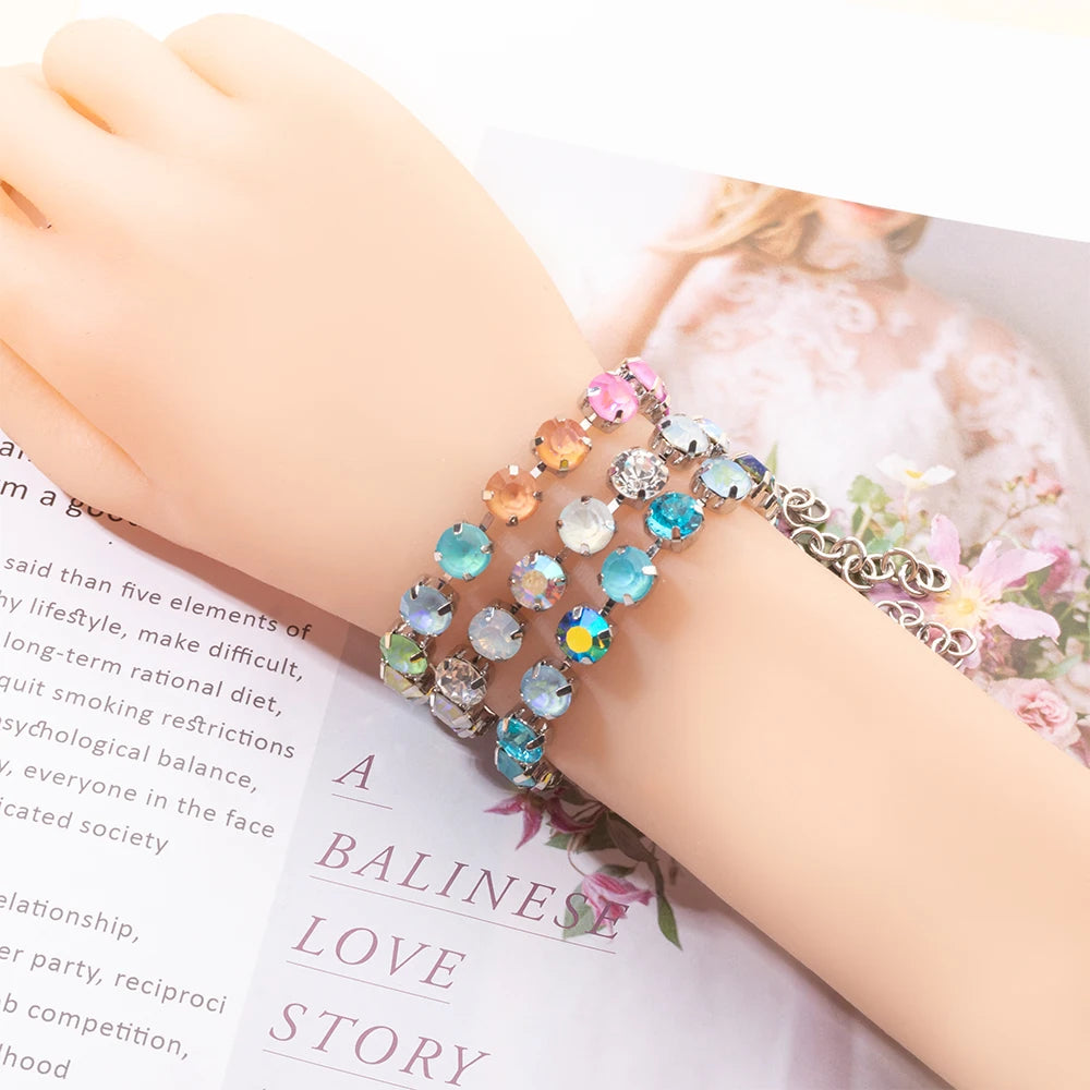 Colorful Charm Crystal Women Bracelet Gold and Silver Chain Bohemian Jewelry Free Shipping