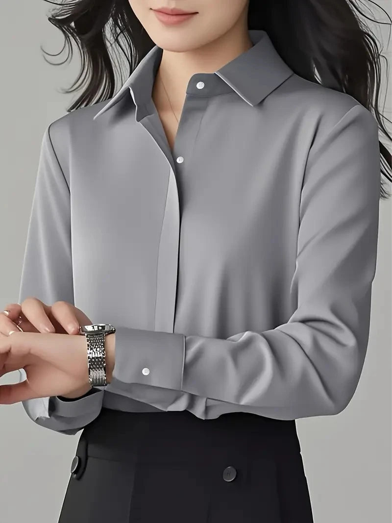 Elegant  Long-Sleeve Blouse for Women - Professional & Stylish Office Wear