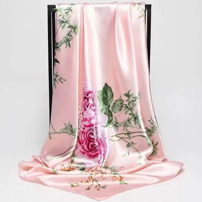New Red Blue Silk Scarf Bufandas Women Scarfs National Style Satin Square Scarves Ladies Brand Head Scarf Hijab Fashion shawl