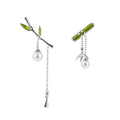 Thaya Trendy Enamel Women Earring Green Bamboo Earring Dangle With Pearl Earring For Women Silver Needle Earring Fashion Jewelry