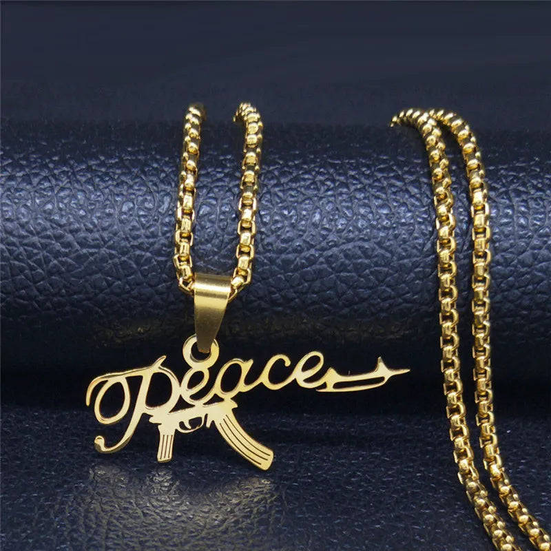 Male Jesus Cross Stainless Steel Choker Necklace for Men Chain Gold Color Bullet Necklaces Jewerly colar masculino N6049S02