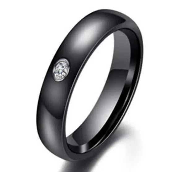 4mm Simple Smooth Women Rings Black Stainless Steel Men Rings Birthday Gifts Rings for men