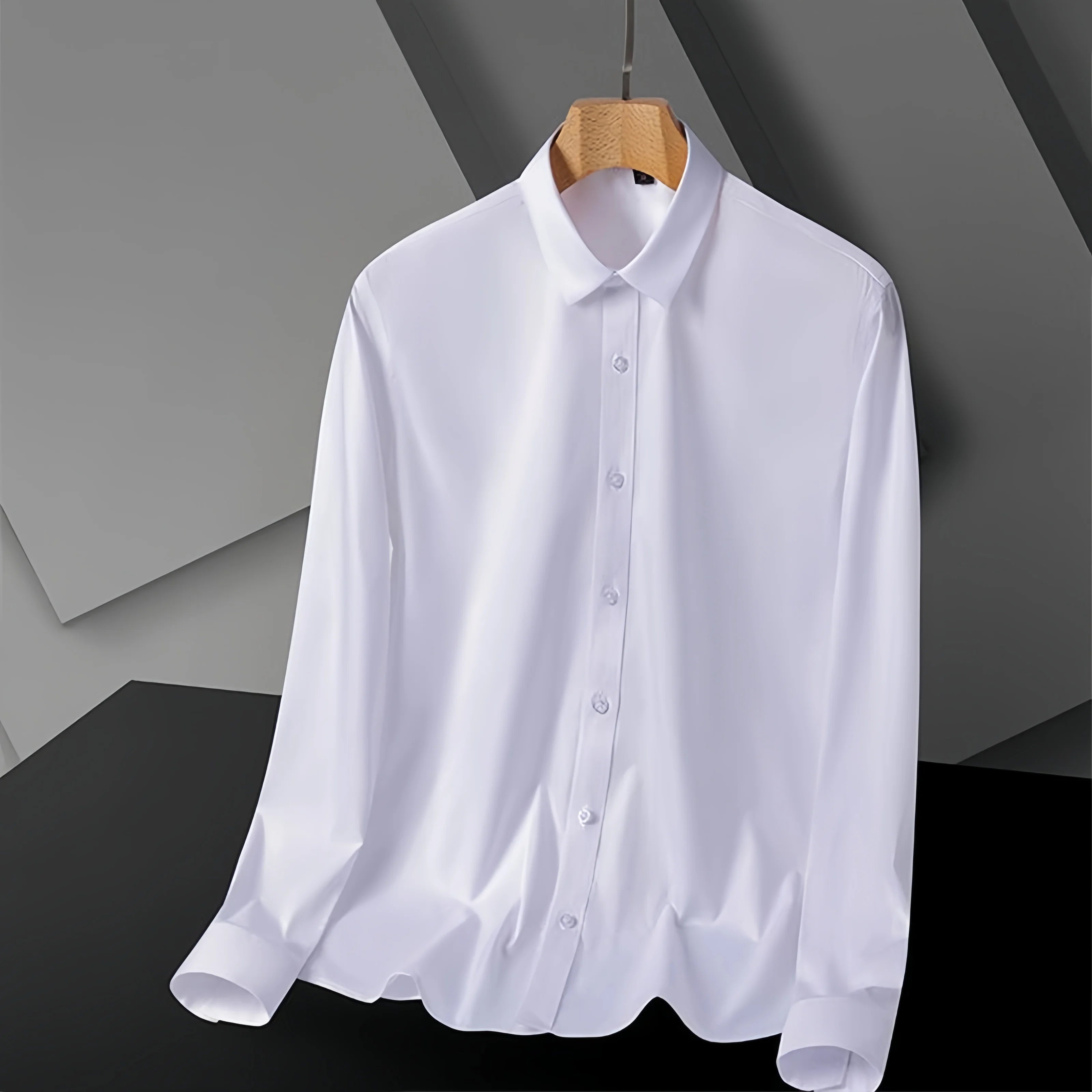 S-8XL New Bamboo Fiber Men Shirt Long Sleeve No Iron Anti-Wrinkle Casual Business Men Shirt Long Sleeve Slim Fit Camisa Social