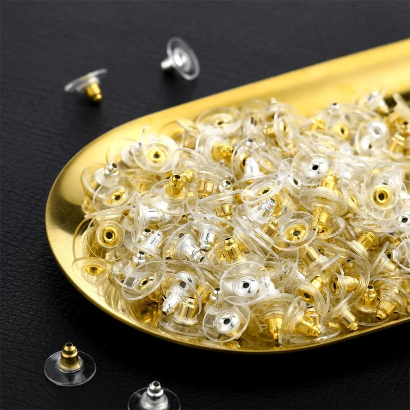 200Pcs Earring Backs for Droopy Ears Earring Backs Replacements Earring Backs for Heavy Earring Bullet Clutch Diy Accessories