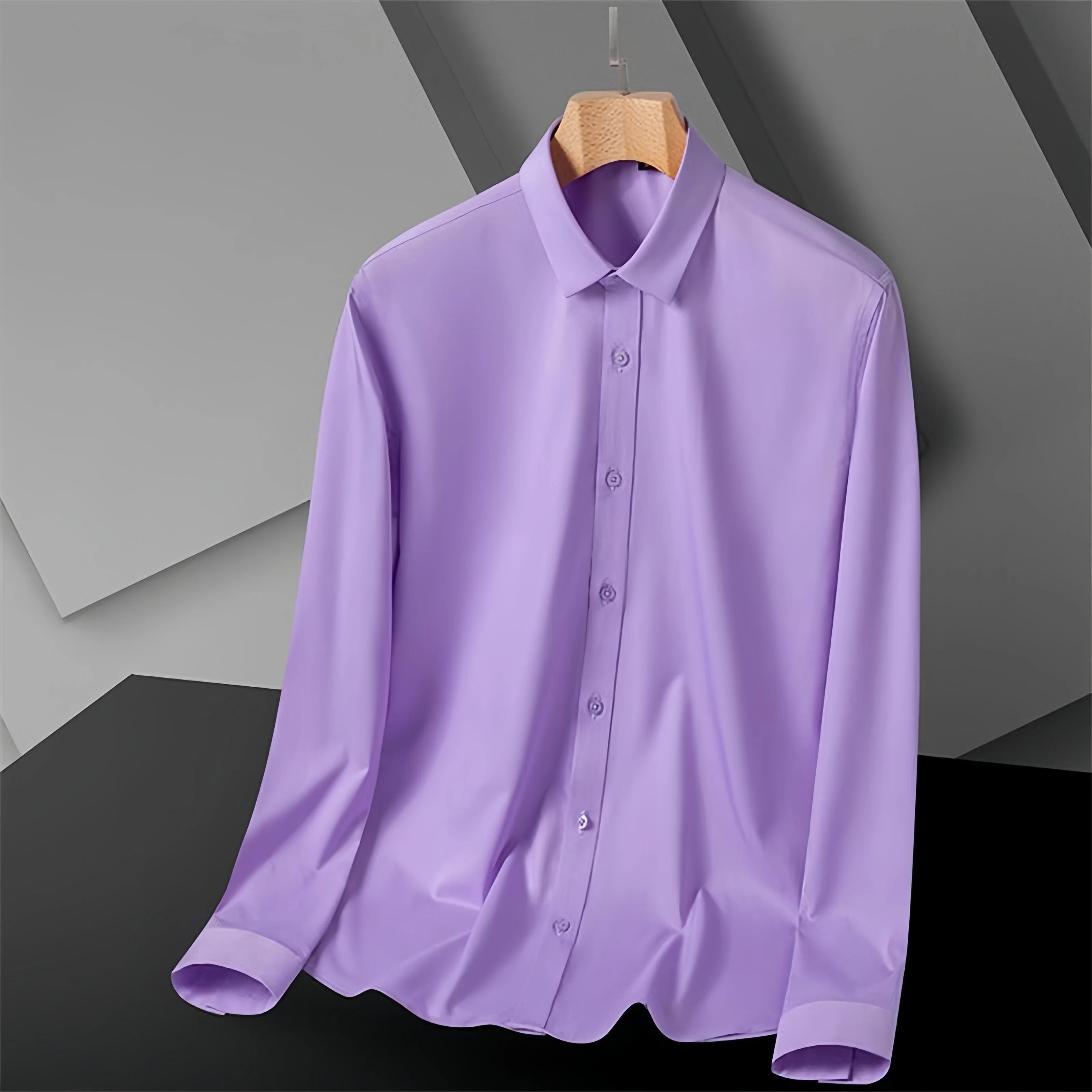 S-8XL New Bamboo Fiber Men Shirt Long Sleeve No Iron Anti-Wrinkle Casual Business Men Shirt Long Sleeve Slim Fit Camisa Social