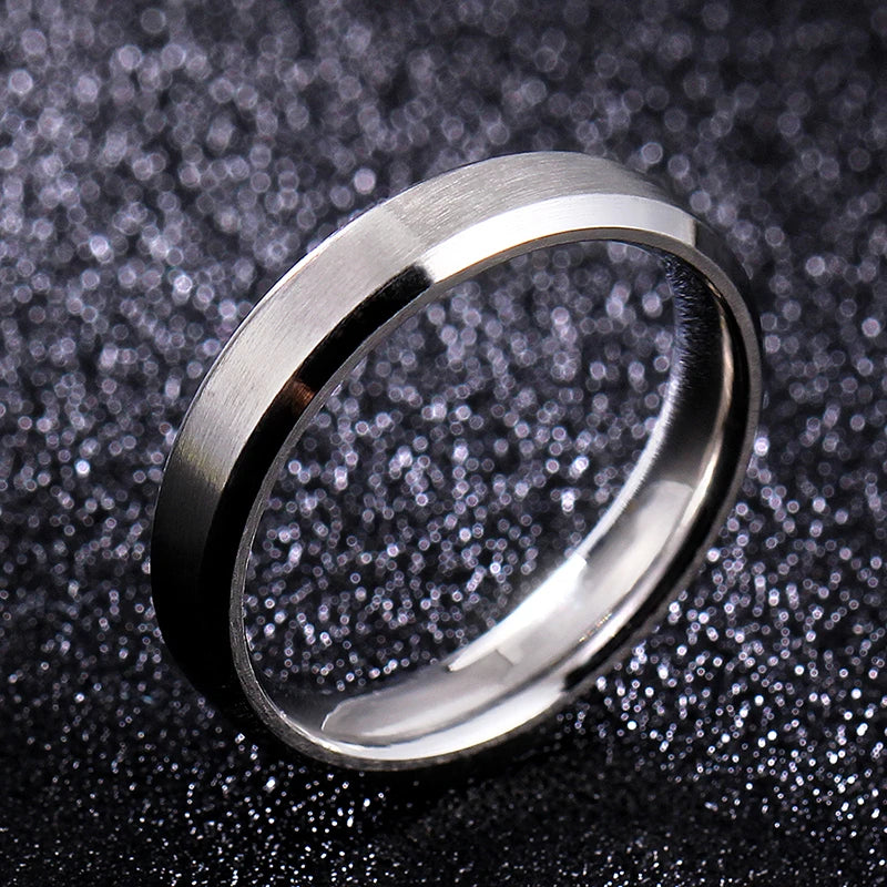 4mm Simple Smooth Women Rings Black Stainless Steel Men Rings Birthday Gifts