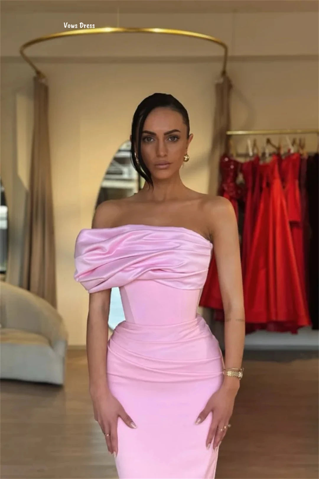 Vows Women Evening Dress Woman Custom Made Women's Elegant Dresses for Special Occasions Fish Tail Pink Piglet Breast Ball Gowns