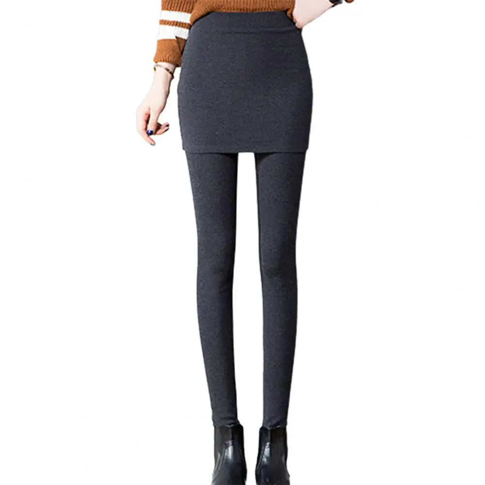 Simple  Pants Bottoms Pure Color Skirted Leggings Solid Color with Skirt Women Trousers for Travel