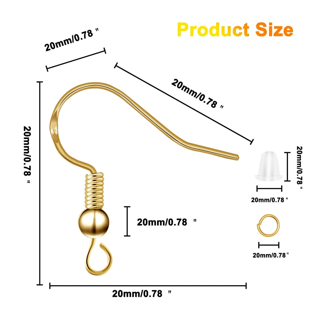 50pairs Hypoallergenic Earring Hooks Earring Making Kit with Earring Hooks Jump Rings and Clear Rubber Earring