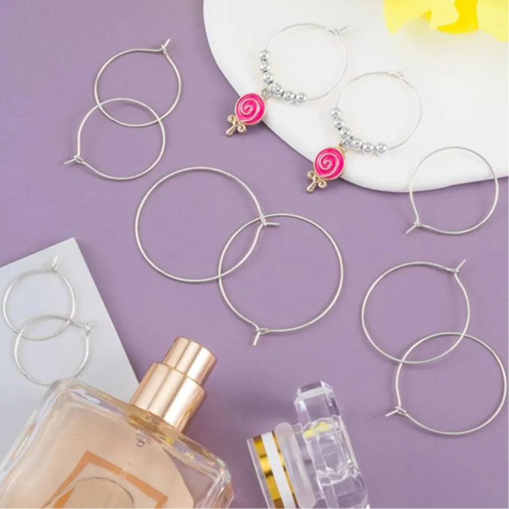 50Pcs Hoop Earring Findings 4 Sizes Earring Beading Hoops,Earring Rings,Round Earring Beading Accessories for DIY Jewelry Making