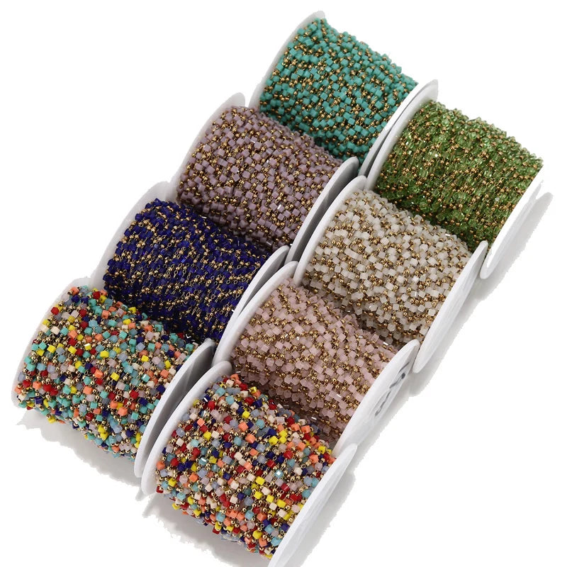 1M Stainless Steel  Gold Beaded Chains for DIY Women Bracelet Necklace waterproof