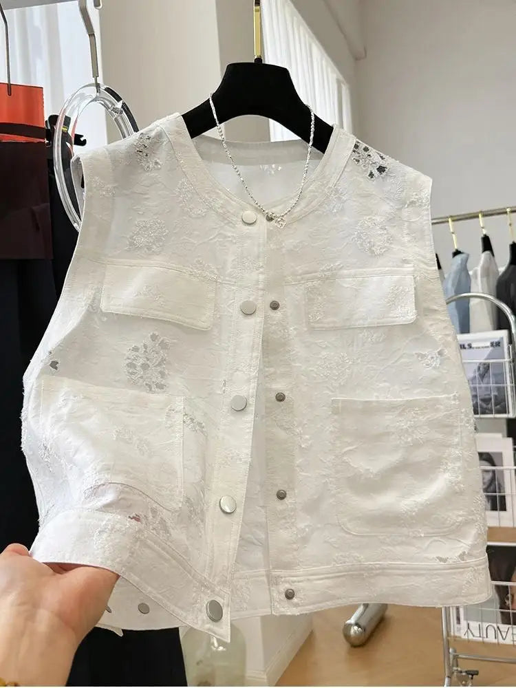 Tops For Women 2025 Summer Elegant Tank Vest Top Ladies Fashion Casual White Sleeveless Vest Tops
