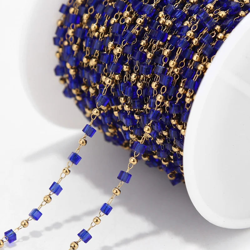 1M Stainless Steel  Gold Beaded Chains for DIY Women Bracelet Necklace waterproof