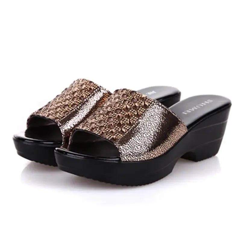 New Fashion Wedges Shoes for Women Open Toe  Plus Size Women Shoes 42 Elegant Italin Women Shoes Decorated with Rhinestone