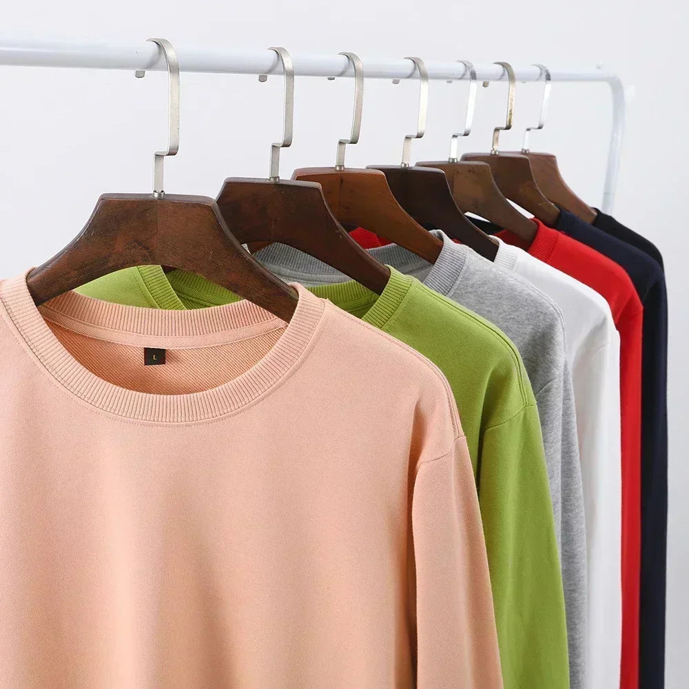 Men's Cartoon Printed Pure Cotton Sweatshirts Oversized Classic Graphic Pullovers for Men Women Tops