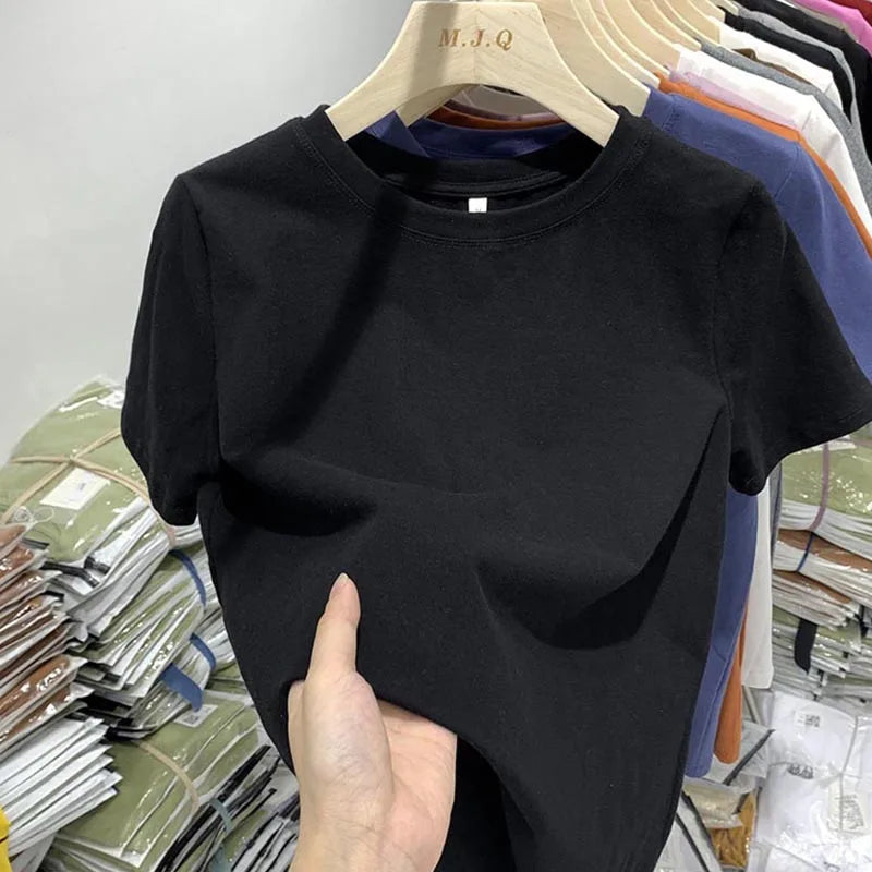 Women T Shirt Girls T-Shirt Woman Clothes Tops  Tshirt Female Short Sleeve Spring Tee Sexy Y2k Top White