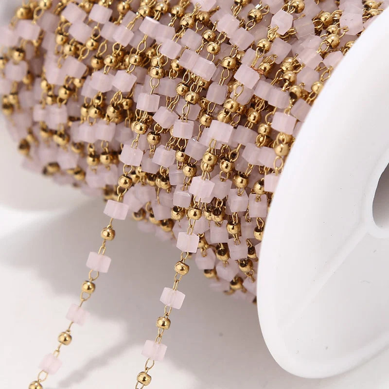 1M Stainless Steel  Gold Beaded Chains for DIY Women Bracelet Necklace waterproof