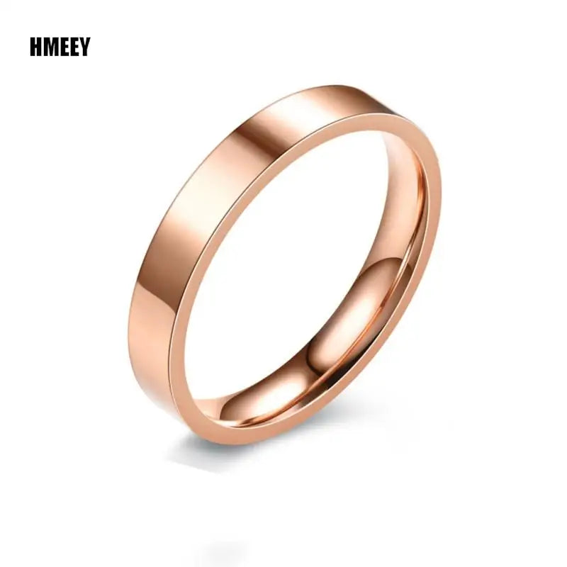 HMEEY 4mm Simple Smooth Women Rings Black Stainless Steel Men Rings Birthday Gifts