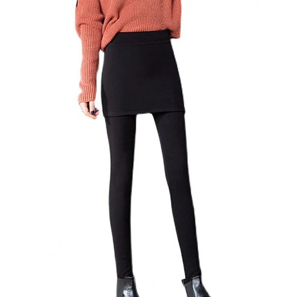 Simple  Pants Bottoms Pure Color Skirted Leggings Solid Color with Skirt Women Trousers for Travel