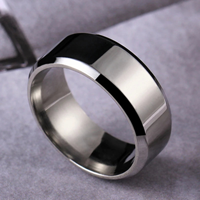 4mm Simple Smooth Women Rings Black Stainless Steel Men Rings Birthday Gifts