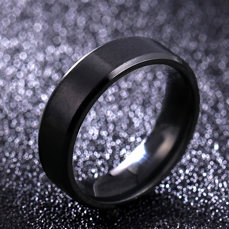 4mm Simple Smooth Women Rings Black Stainless Steel Men Rings Birthday Gifts Rings for men