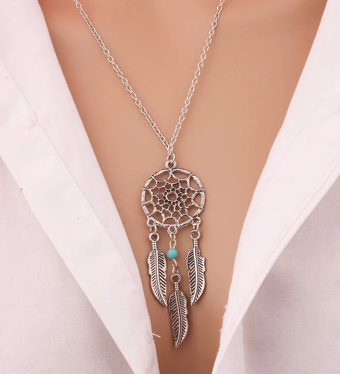 Feather Pendant Bohemia Tassels Necklace Jewelry Network Pendant Chain Retro Women Necklace Gift