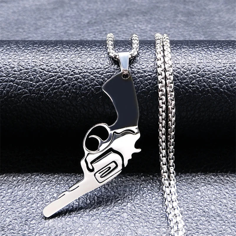 Male Jesus Cross Stainless Steel Choker Necklace for Men Chain Gold Color Bullet Necklaces Jewerly colar masculino N6049S02
