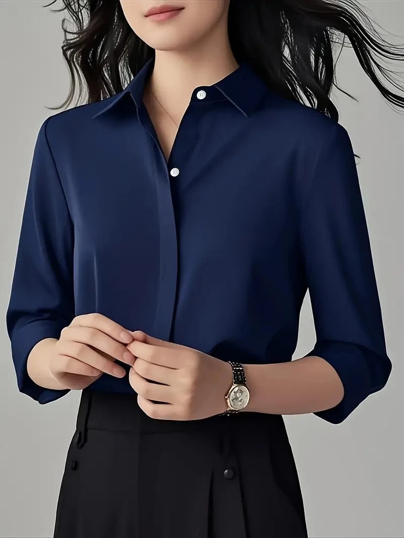 Elegant  Long-Sleeve Blouse for Women - Professional & Stylish Office Wear