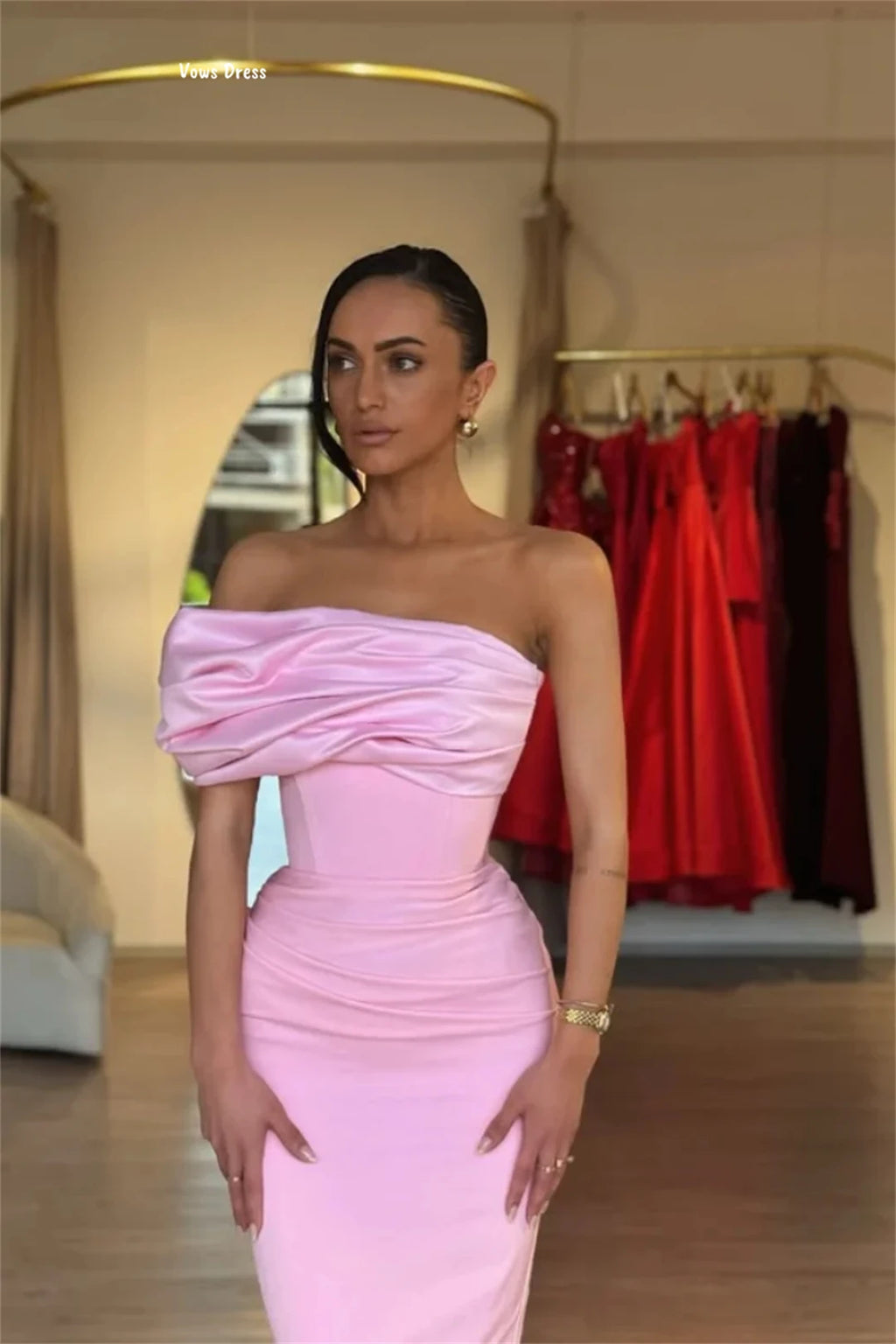 Vows Women Evening Dress Woman Custom Made Women's Elegant Dresses for Special Occasions Fish Tail Pink Piglet Breast Ball Gowns