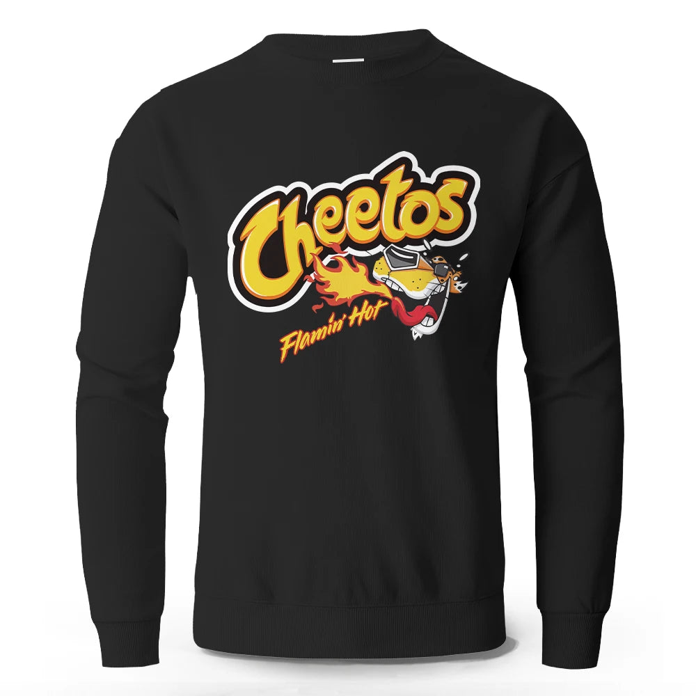 Men's Cartoon Printed Pure Cotton Sweatshirts Oversized Classic Graphic Pullovers for Men Women Tops