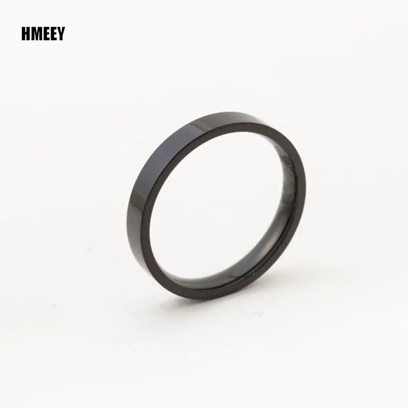 HMEEY 4mm Simple Smooth Women Rings Black Stainless Steel Men Rings Birthday Gifts