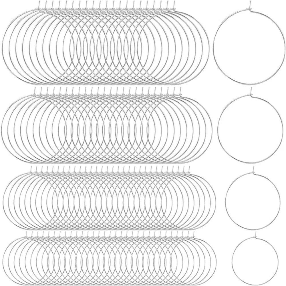 50Pcs Hoop Earring Findings 4 Sizes Earring Beading Hoops,Earring Rings,Round Earring Beading Accessories for DIY Jewelry Making