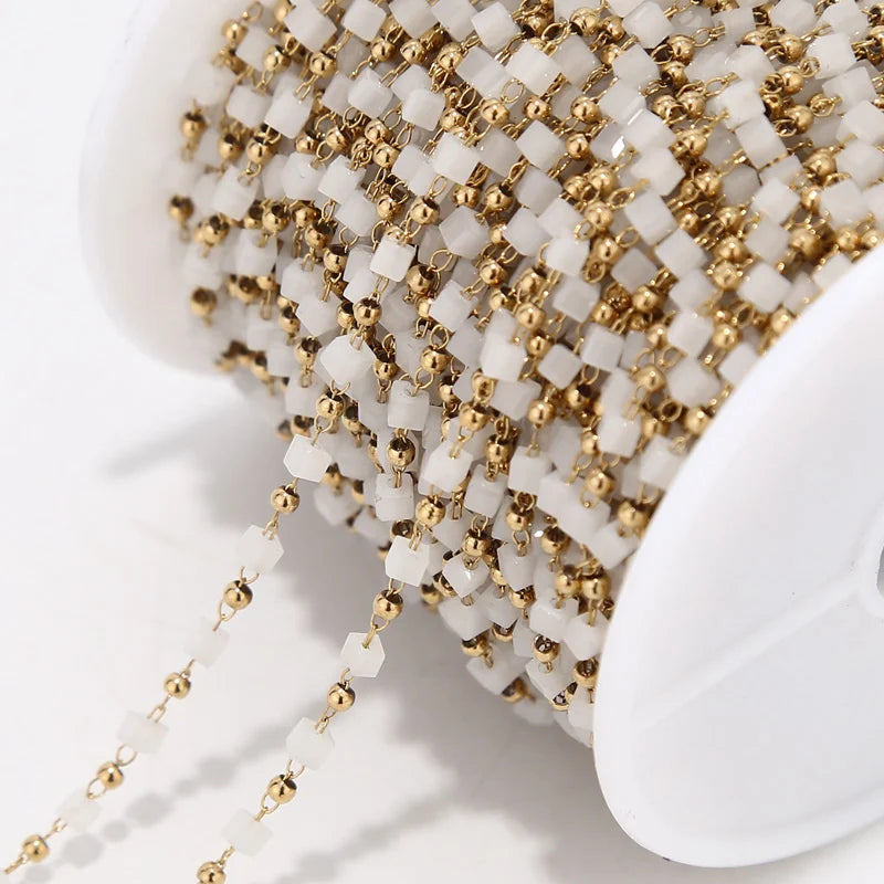 1M Stainless Steel  Gold Beaded Chains for DIY Women Bracelet Necklace waterproof