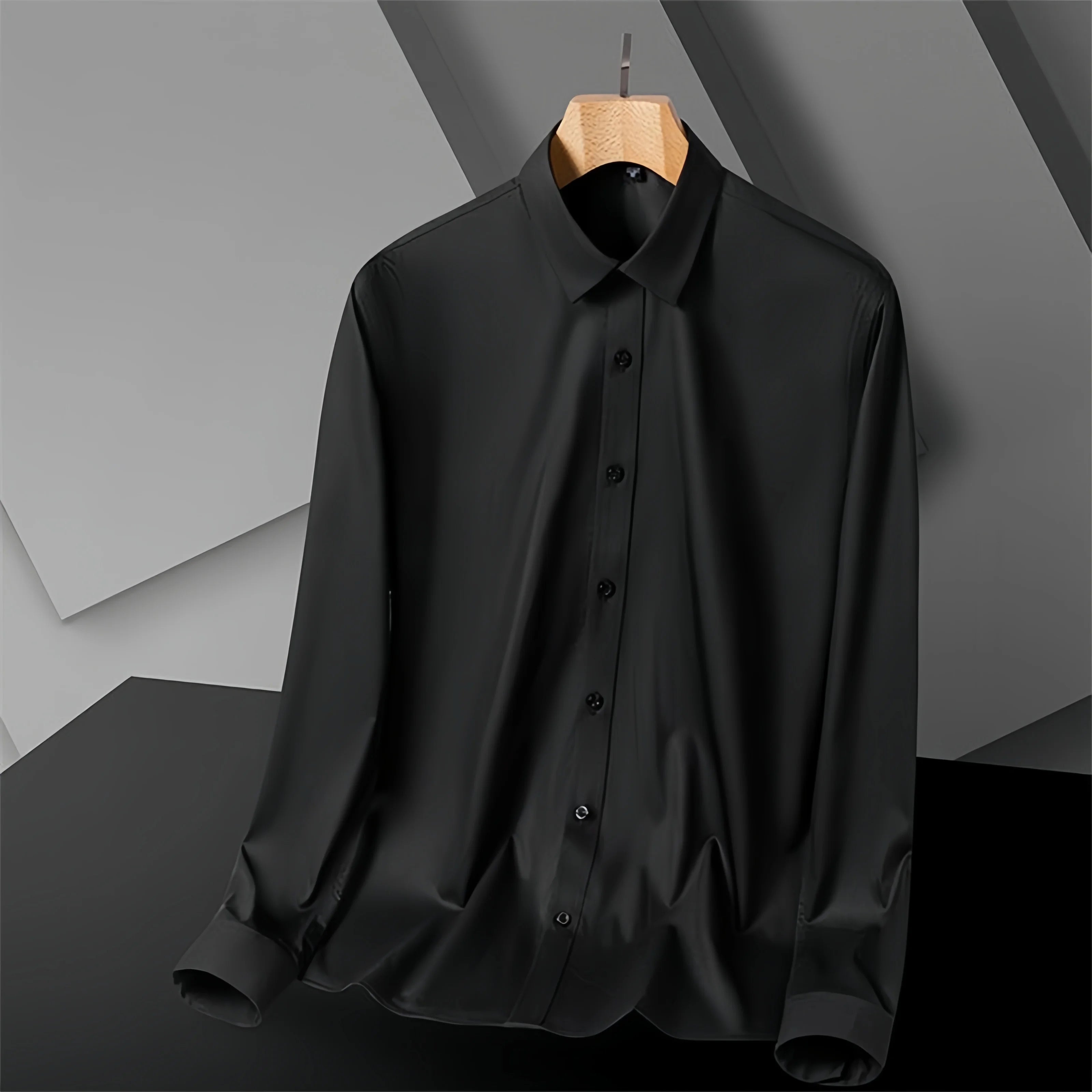 S-8XL New Bamboo Fiber Men Shirt Long Sleeve No Iron Anti-Wrinkle Casual Business Men Shirt Long Sleeve Slim Fit Camisa Social