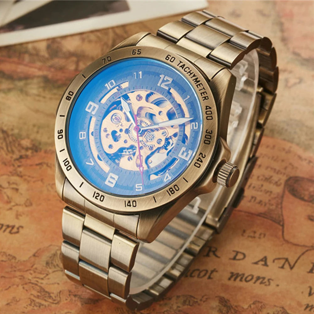Wrist Watch For Men Waterproof Automatic Mechanical Watch Men's watch Retro montre homme with Genuine Leather relogio masculino