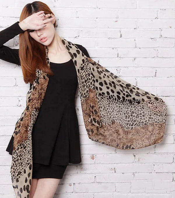 New fashion Print Cat Star Leopard Chiffon Scarf 150x38cm Women Scarfs Shawls And Scarves Party gift
