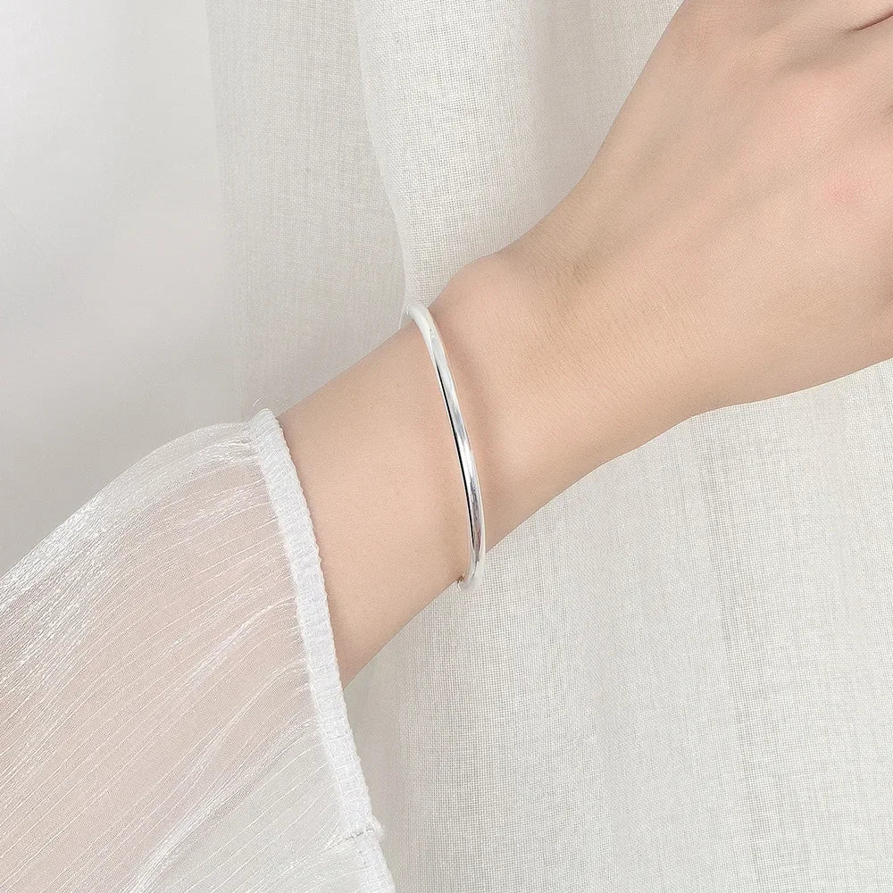 S925 Sterling Silver Simple Women Bracelet Bangles Ladies Luxury Designer Jewelry Accessories