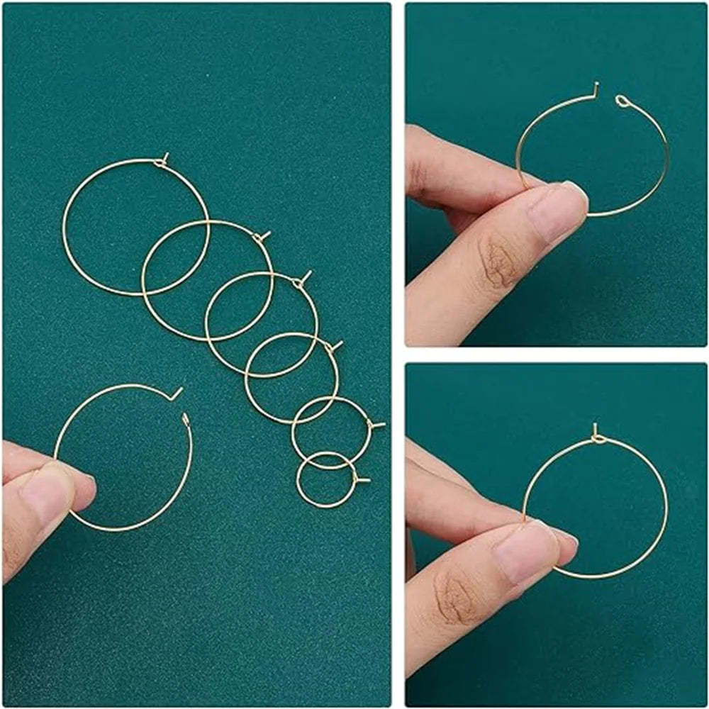 50Pcs Hoop Earring Findings 4 Sizes Earring Beading Hoops,Earring Rings,Round Earring Beading Accessories for DIY Jewelry Making