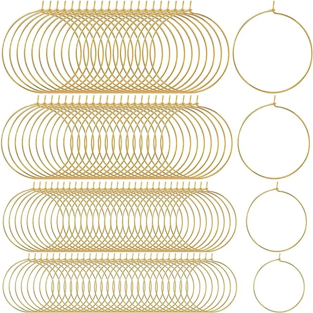 50Pcs Hoop Earring Findings 4 Sizes Earring Beading Hoops,Earring Rings,Round Earring Beading Accessories for DIY Jewelry Making