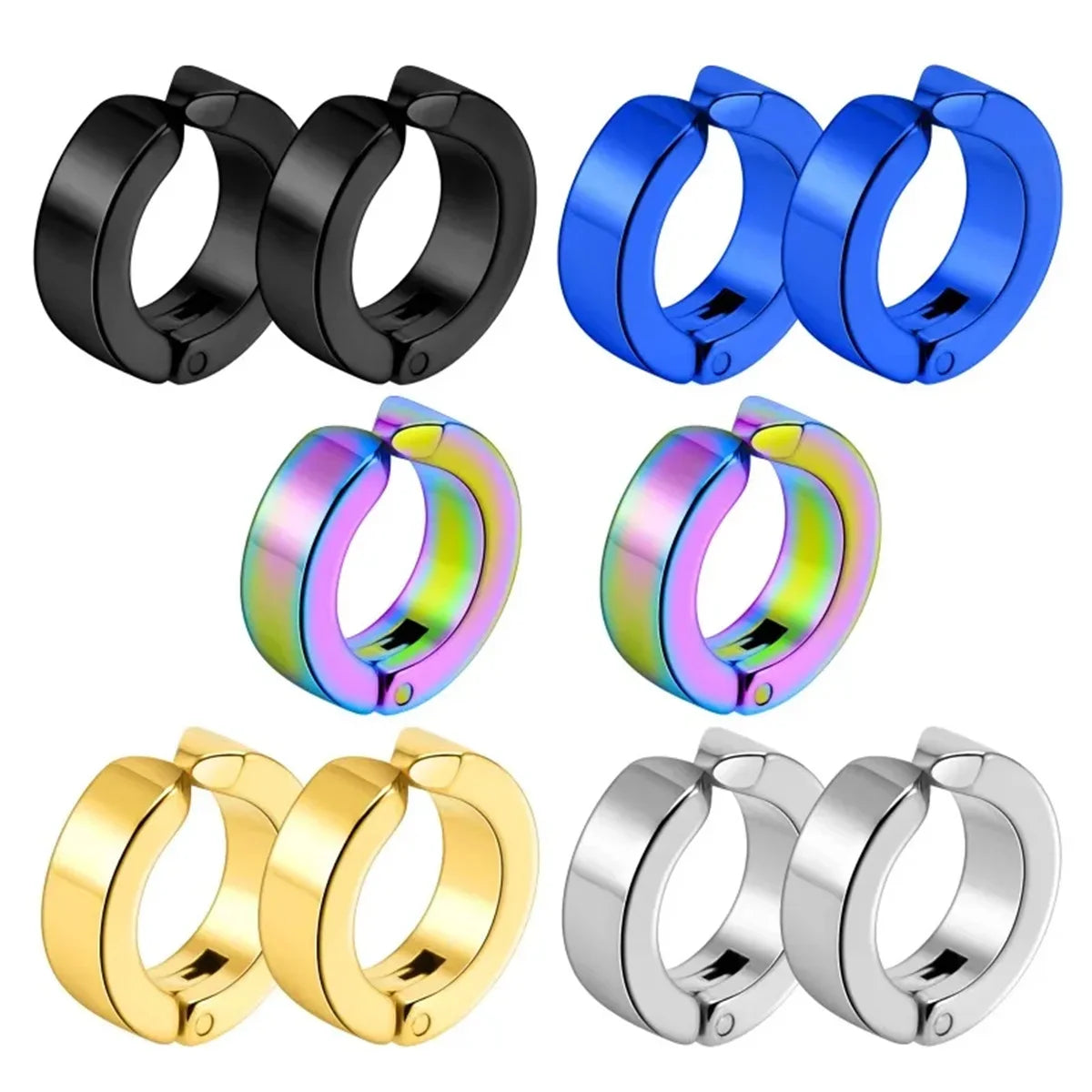 2pcs 316L Fashion Stainless Steel Cuff Earring, Non Piercing Hoop Earring Clip On Earring Fake Piercing Earring Hoop