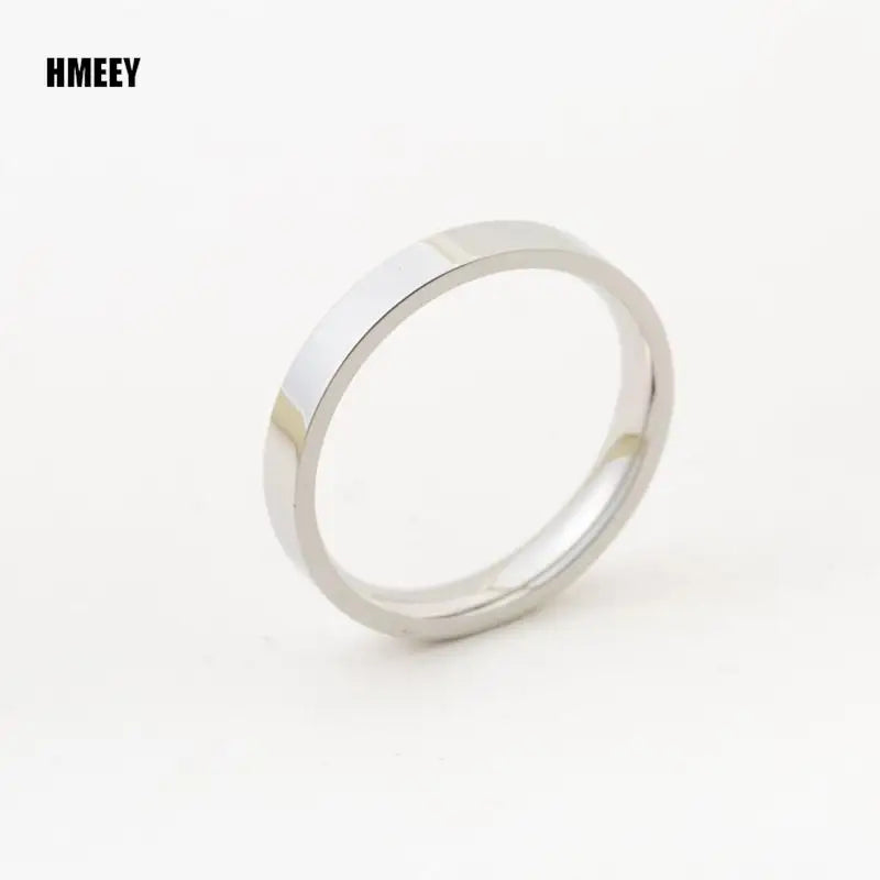 HMEEY 4mm Simple Smooth Women Rings Black Stainless Steel Men Rings Birthday Gifts